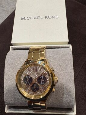 Michael Kors Gold-Tone Men’s Crystal Accent Chronograph Watch